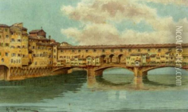 Ponte Vecchio Oil Painting - A. Marrani