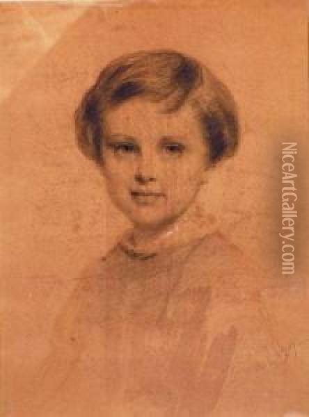 Portrait Of Eugene Leutze As A Child Oil Painting - Eastman Johnson