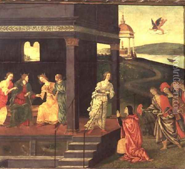 A Betrothal Oil Painting - Jacopo Del Sellaio