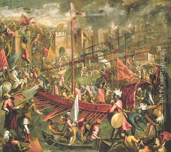 The Capture of Constantinople Oil Painting - Jacopo Tintoretto (Robusti)