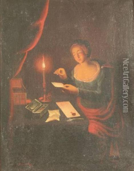 Briefeschreibende Dame Oil Painting - Godfried Schalcken