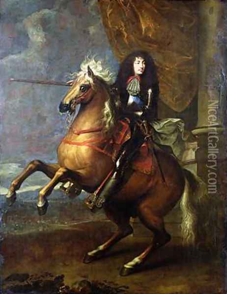 Equestrian Portrait of Louis XIV Oil Painting - Charles Le Brun