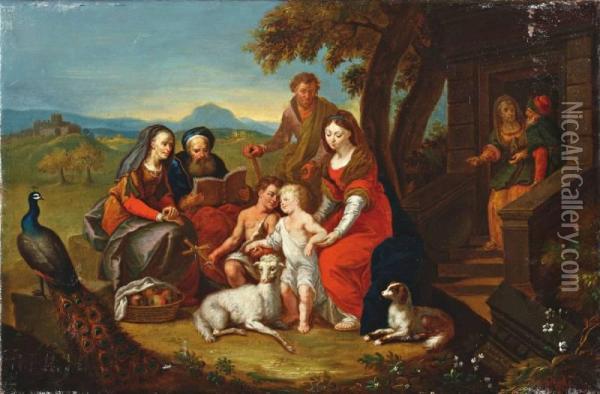 De Heilige Familie En Andere Figuren In Een Landchap Oil Painting - Johann Nepomuk della Croce