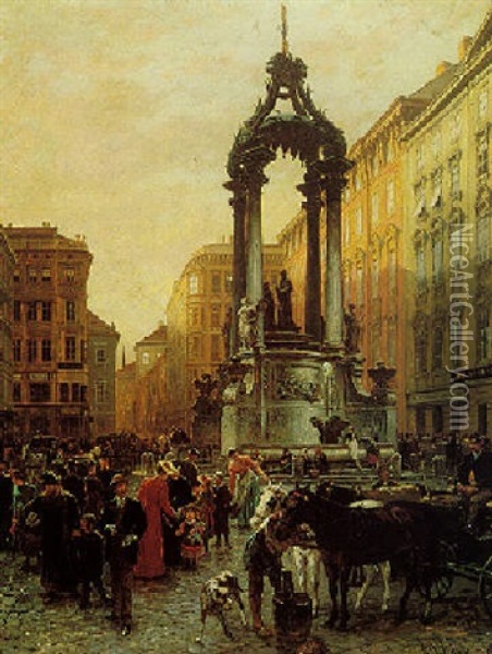 Kohlmarkt In Wien Oil Painting - Alois Schoenn