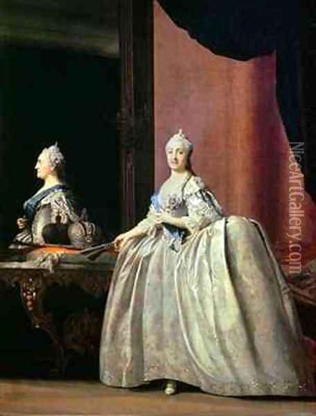 Empress Catherine II before the mirror Oil Painting - Vigilius Erichsen