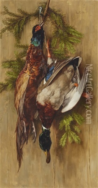 Hunting Still Life With Pheasant And Duck Oil Painting - Ludwig Eibl