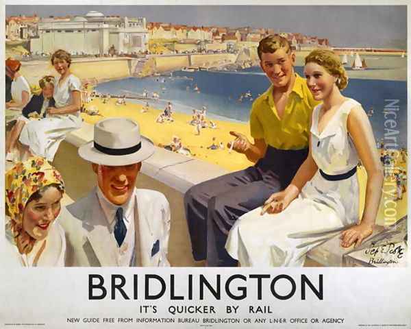 Bridlington, Its Quicker by Rail, poster advertising the London and North Eastern Railway, 1938 Oil Painting - Septimus Edwin Scott