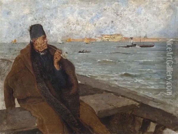 Pescatore Chioggioto Oil Painting - Mose di Giosue Bianchi