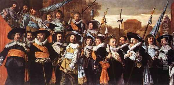 Officers and Sergeants of the St George Civic Guard Company c. 1639 Oil Painting - Frans Hals