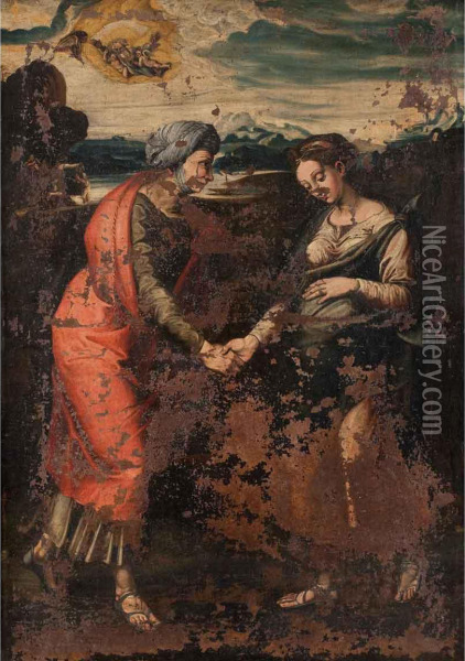 Visitazione Oil Painting - Pompeo Cesura