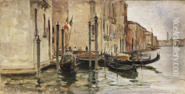 Canale A Venezia Oil Painting - Carlo Follini