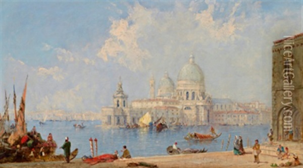 In Venedig, Blick Auf Santa Maria Della Salute, Im Hintergrund Die Giudecca Oil Painting - David Roberts