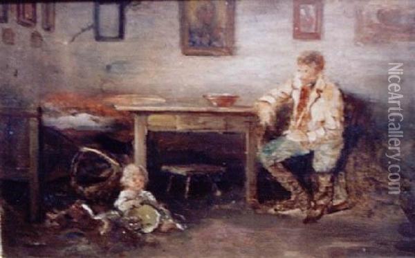 W Chacie Oil Painting - Franciszek, Franz Ejsmond