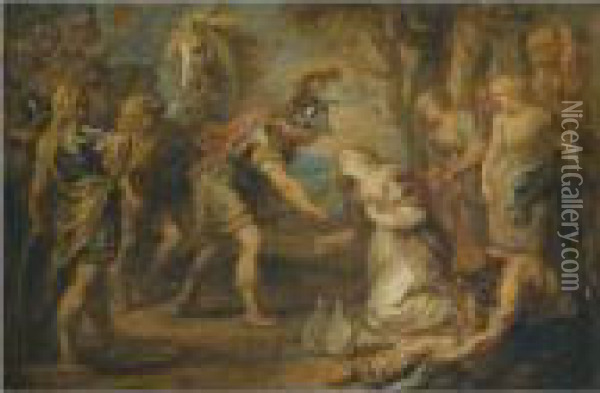The Meeting Of David And Abigail Oil Painting - Peter Paul Rubens