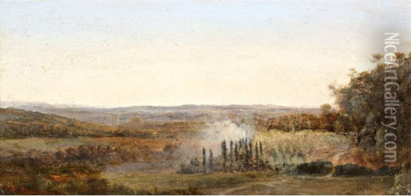 Vue Sur La Vallee Oil Painting - E. Rousseau