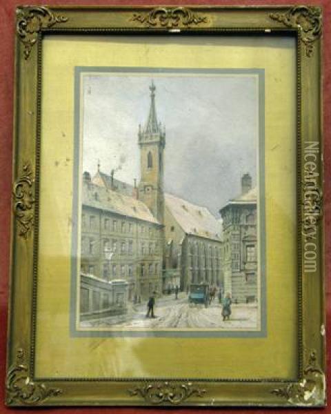 Augustinerkirche Und Albertinarampe Oil Painting - Karl Wenzel Zajicek