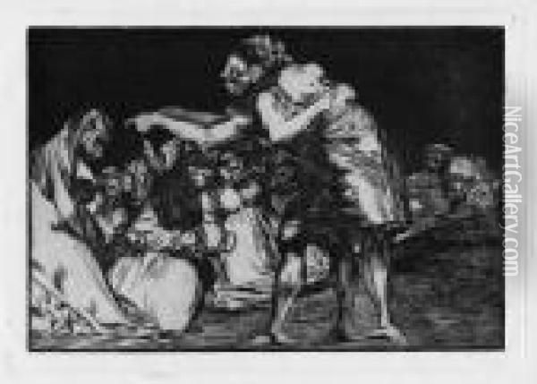 La Que Mal Marida Nunca Le Falta Que Diga: Oil Painting - Francisco De Goya y Lucientes