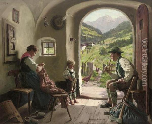Family Time Oil Painting - Emil Rau