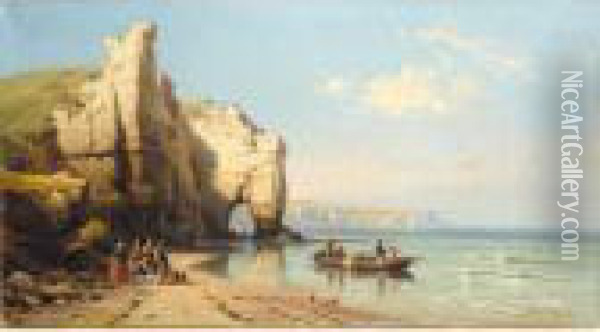 Pecheurs Sur La Cote Normande Oil Painting - Charles Euphrasie Kuwasseg