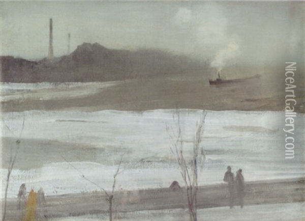 Harmony In Grey - Chelsea In Ice Oil Painting - James Abbott McNeill Whistler