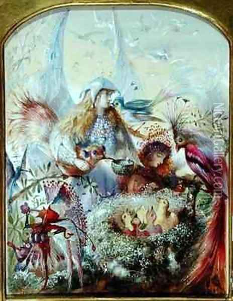 Fairies and a Birds Nest Oil Painting - John Anster Fitzgerald