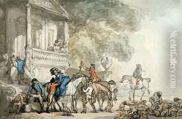 The Return from the Hunt, 1787 Oil Painting - Thomas Rowlandson