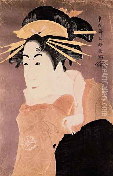 Matsumoto Yonesaburo in the role of the courtesan Kewaizaka No Shosho Shinobu in the play Katakiuchi Noriai Banashi, c.1794-95 2 Oil Painting - Toshusai Sharaku