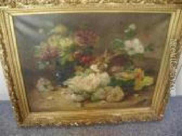 Bouquets De Fleurs Oil Painting - Eugene Henri Cauchois