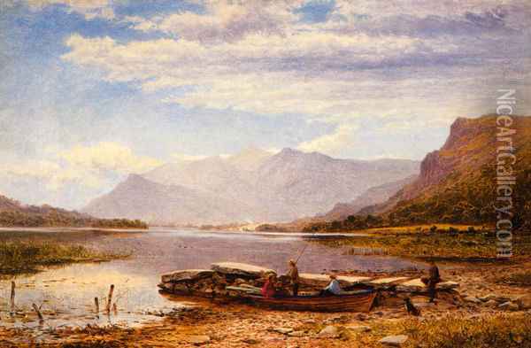 Derwentwater From Ladore: Morning, With Skiddaw In The Distance Oil Painting - Benjamin Williams Leader
