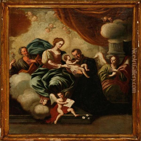 Allegoric Scene With Maria And The Infant Jesus Oil Painting - Francesco Solimena