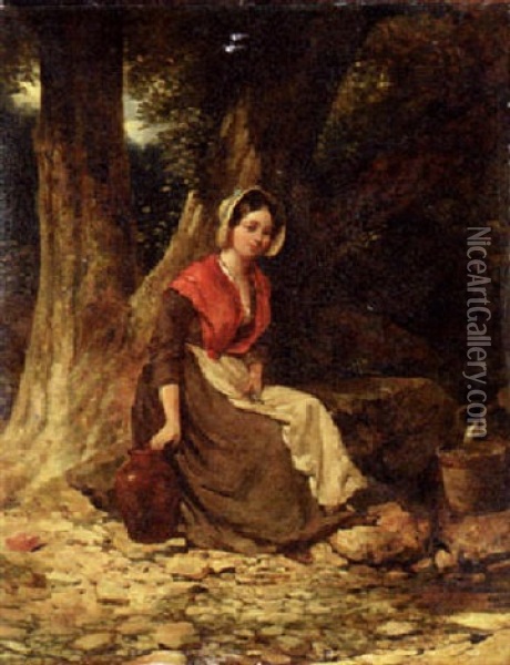 At The Spring Oil Painting - William Mulready