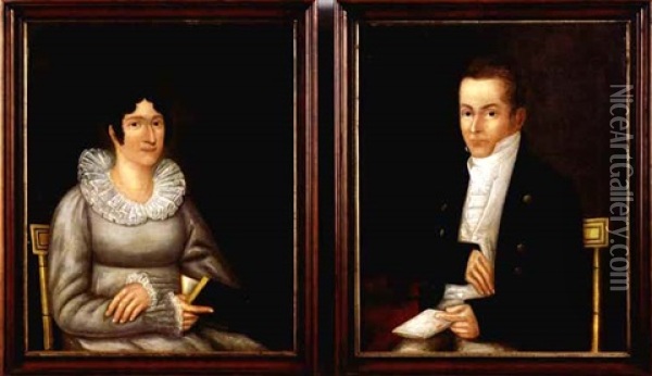 Portrait Of Husband (+ Portrait Of Wife; Pair) Oil Painting - Joshua Johnson