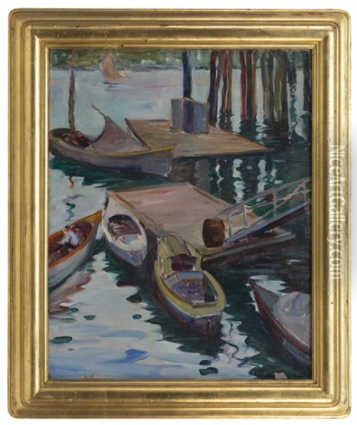 Boats At Gloucester Oil Painting - Dixie Selden