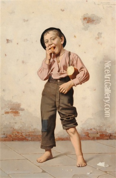 Young Italian Street Urchin Oil Painting - Giulio Del Torre