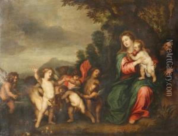 Holy Family During The Flight Into Egypt Oil Painting - Pieter Van Avont