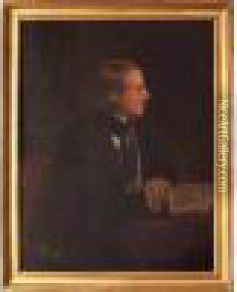 Portrait D'alfred De Vigny. Oil Painting - Jean Francois Armand Felix Bernard