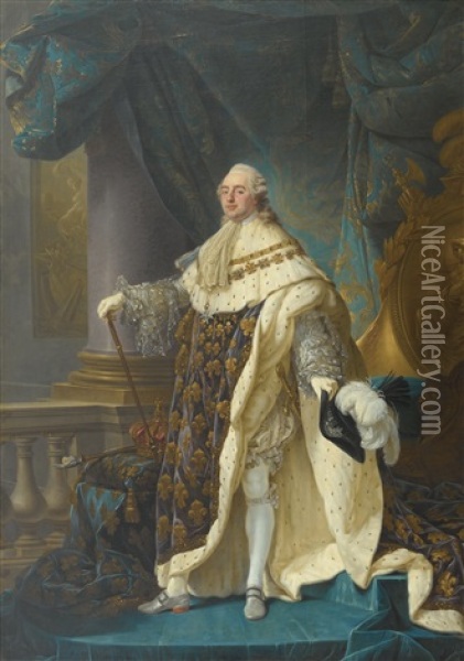 Portrait D'apparat De Louis Xvi, Dans Le Grand Habit Du Jour De Son Sacre Oil Painting - Antoine-Francois (Calet) Callet