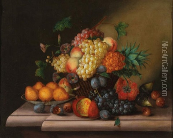 Still Life With Fruit Oil Painting - Georg Seitz