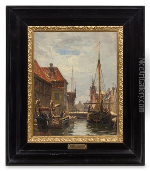 Harbor Scene, 1889 Oil Painting - Vilhelm Karl Ferdinand Arnesen