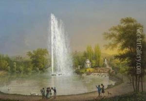 Die Grose Fontaine Auf Der Wilhelmshohe Bey Cassel Oil Painting - Johann Heinrich Bleuler I