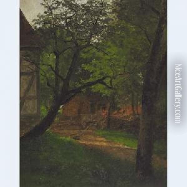 Hay Barn At Kleinenbremen, Westfalica Oil Painting - Fritz Beinke