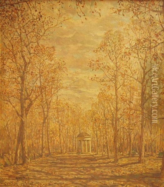 Rotonde In Herbstlicher Parklandschaft Oil Painting - Isaak Izrailevich Brodsky