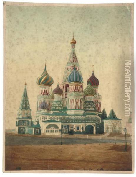 A View Of St.basil's Cathedral, Moscow Oil Painting - Joseph Daziaro
