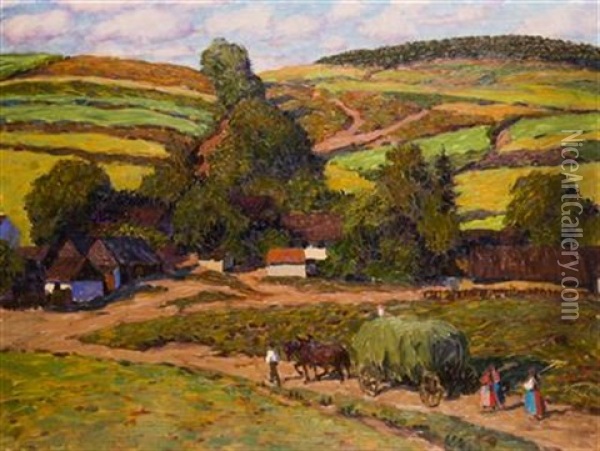 Hay Harvest Oil Painting - Vaclav Maly