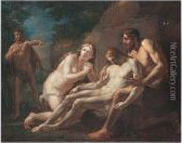 Adam And Eve Lamenting The Death Of Abel Oil Painting - Friedrich Heinrich Fuger