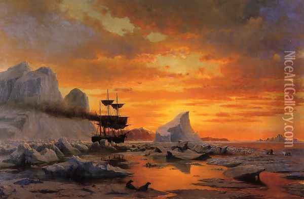 Ice Dwellers, Watching the Invaders Oil Painting - William Bradford
