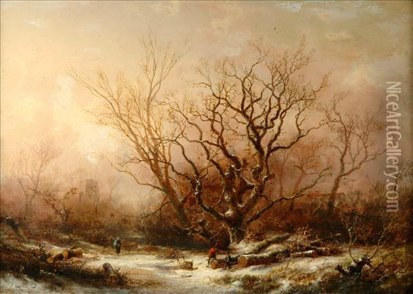 A Dutch Woodland Oil Painting - Pieter Lodewijk Francisco Kluyver