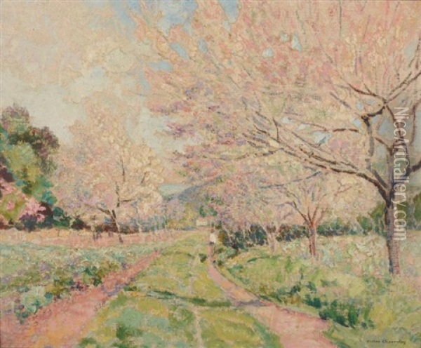 Chemin Aux Arbres En Fleur Oil Painting - Victor Charreton