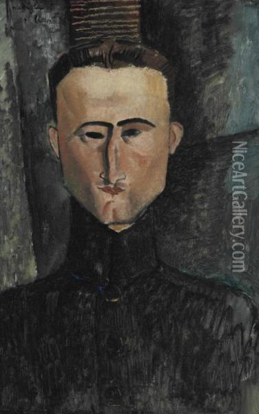 Portrait Du Peintre Rouveyre Oil Painting - Amedeo Modigliani