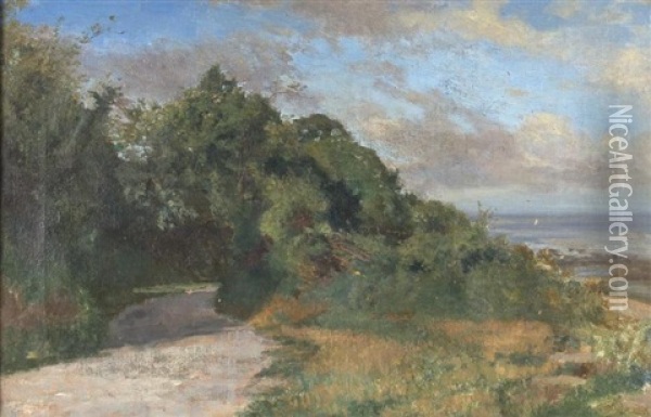 Chemin Au Bord Du Lac Leman Oil Painting - Auguste Henry Berthoud